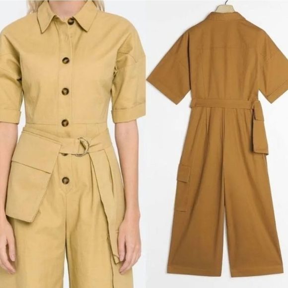 Anthropologie grey lab explorer khaki cargo button down jumpsuit - Picture 2 of 6